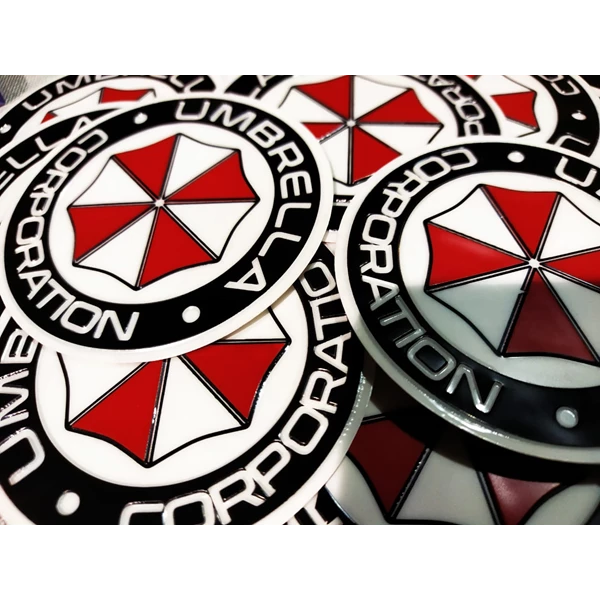 round umbrella corporation emboss sticker
